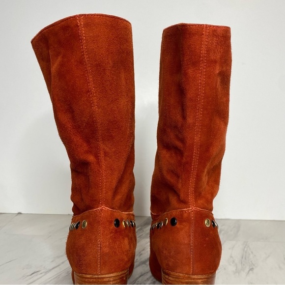 New! Free People Dakota Red Suede Studded Heeled Boot 41 - Picture 5 of 15